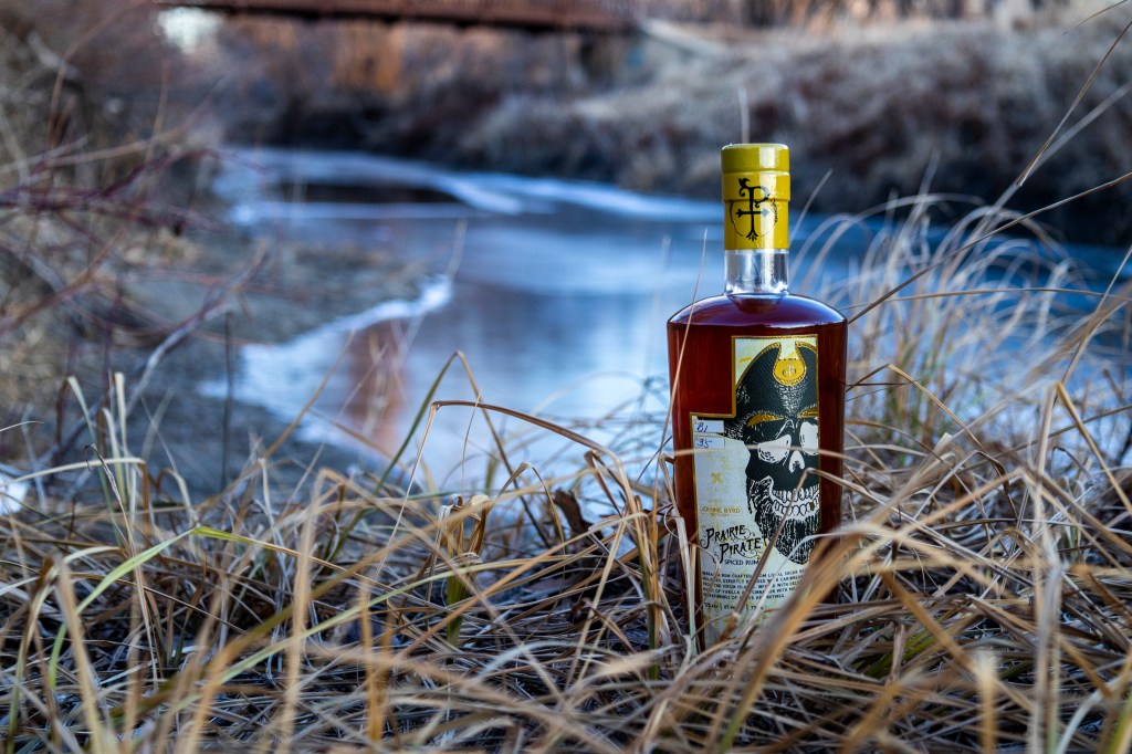Johnnie Byrd Prairie Pirate Bottle on some grass