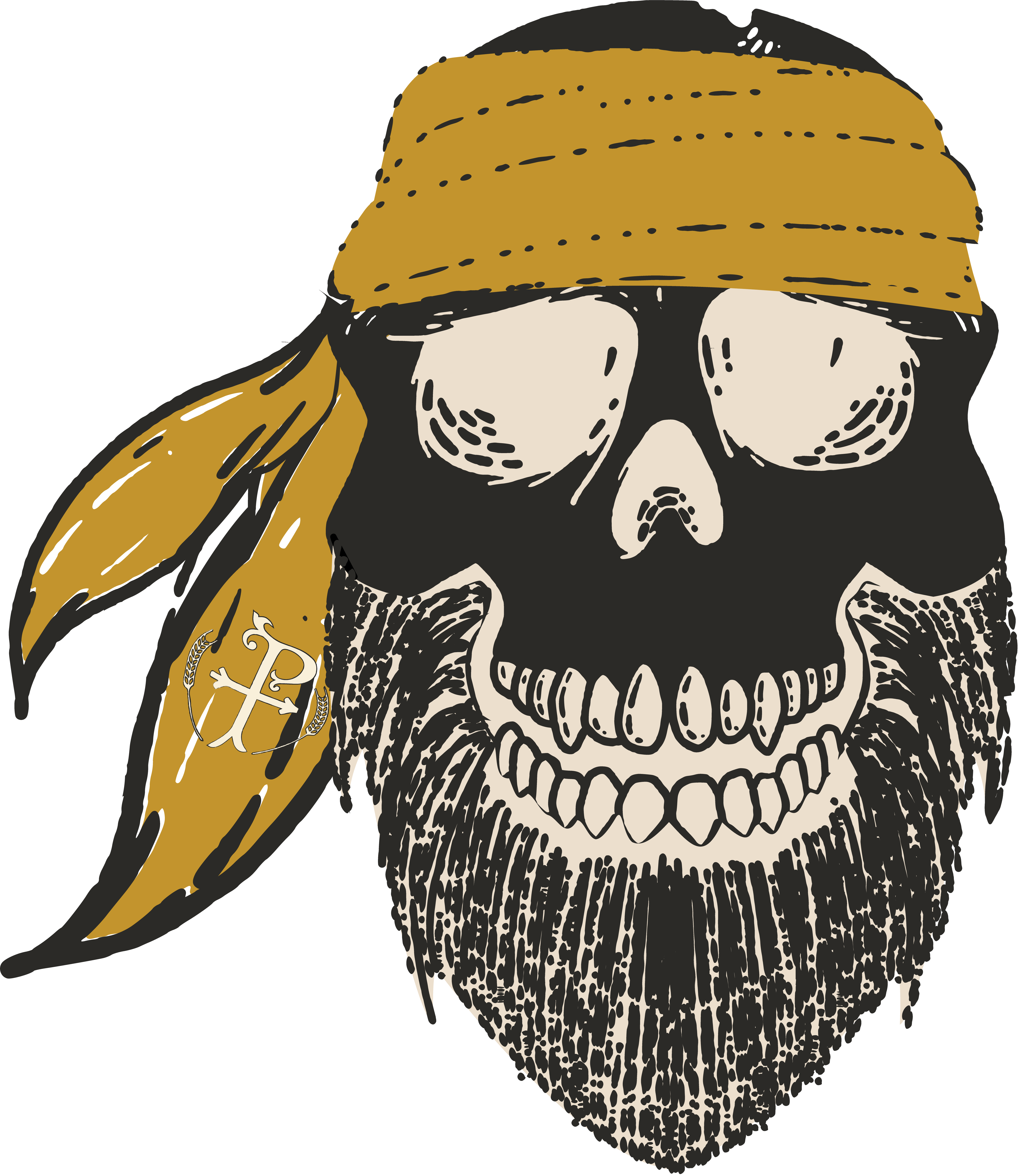 illustrated skull with a hat