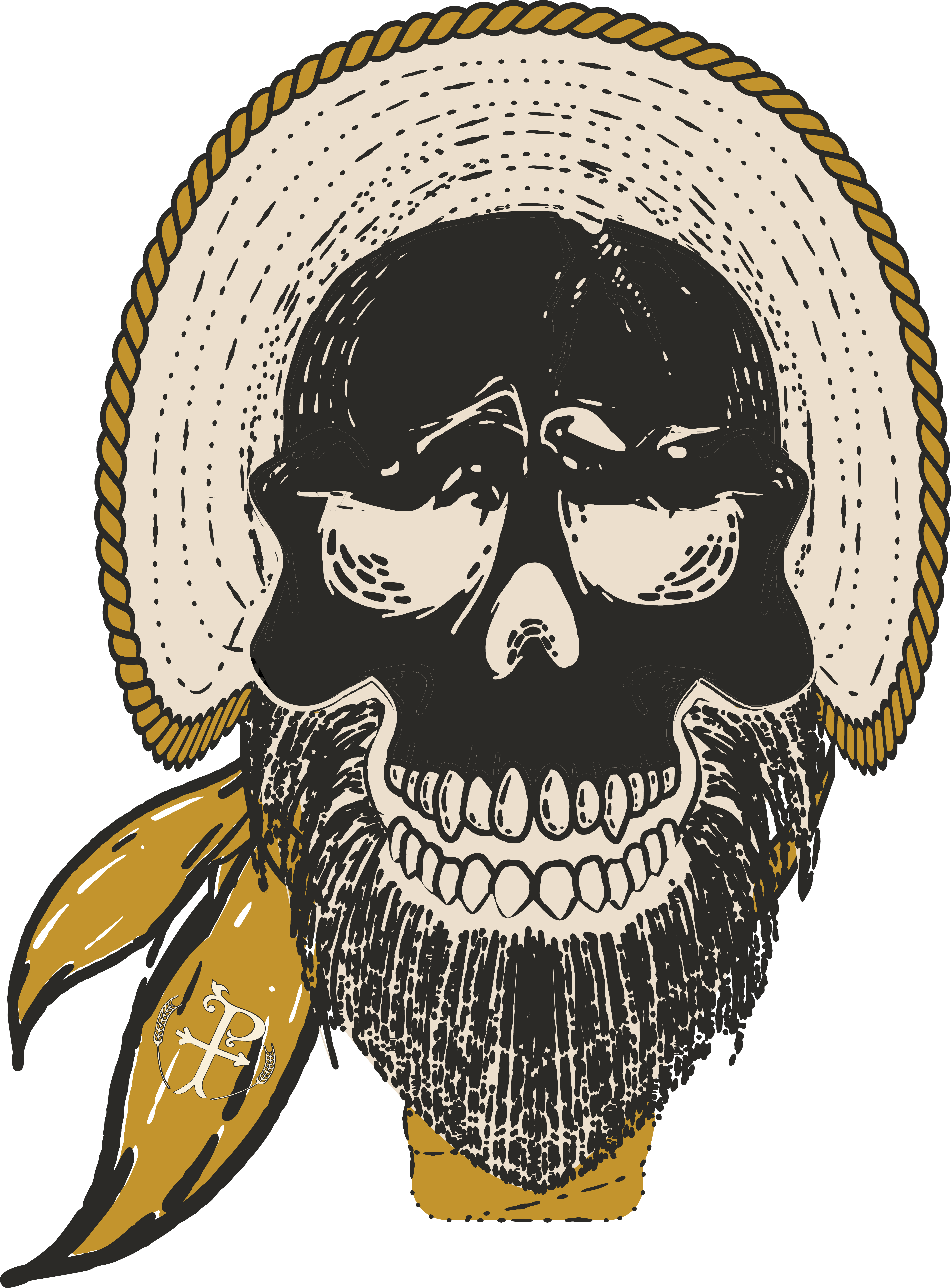 illustrated skull with a hat