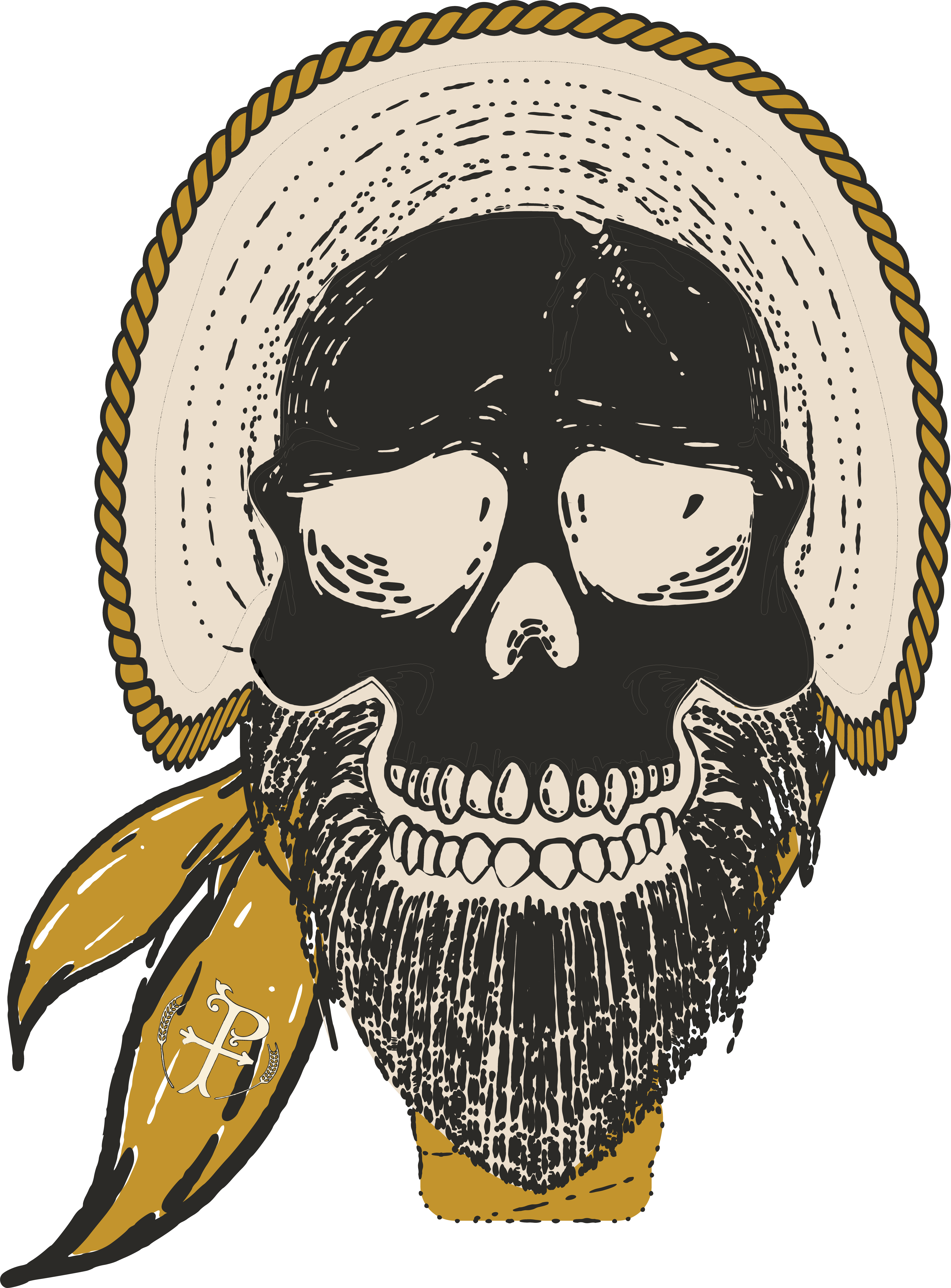 illustrated skull with a hat