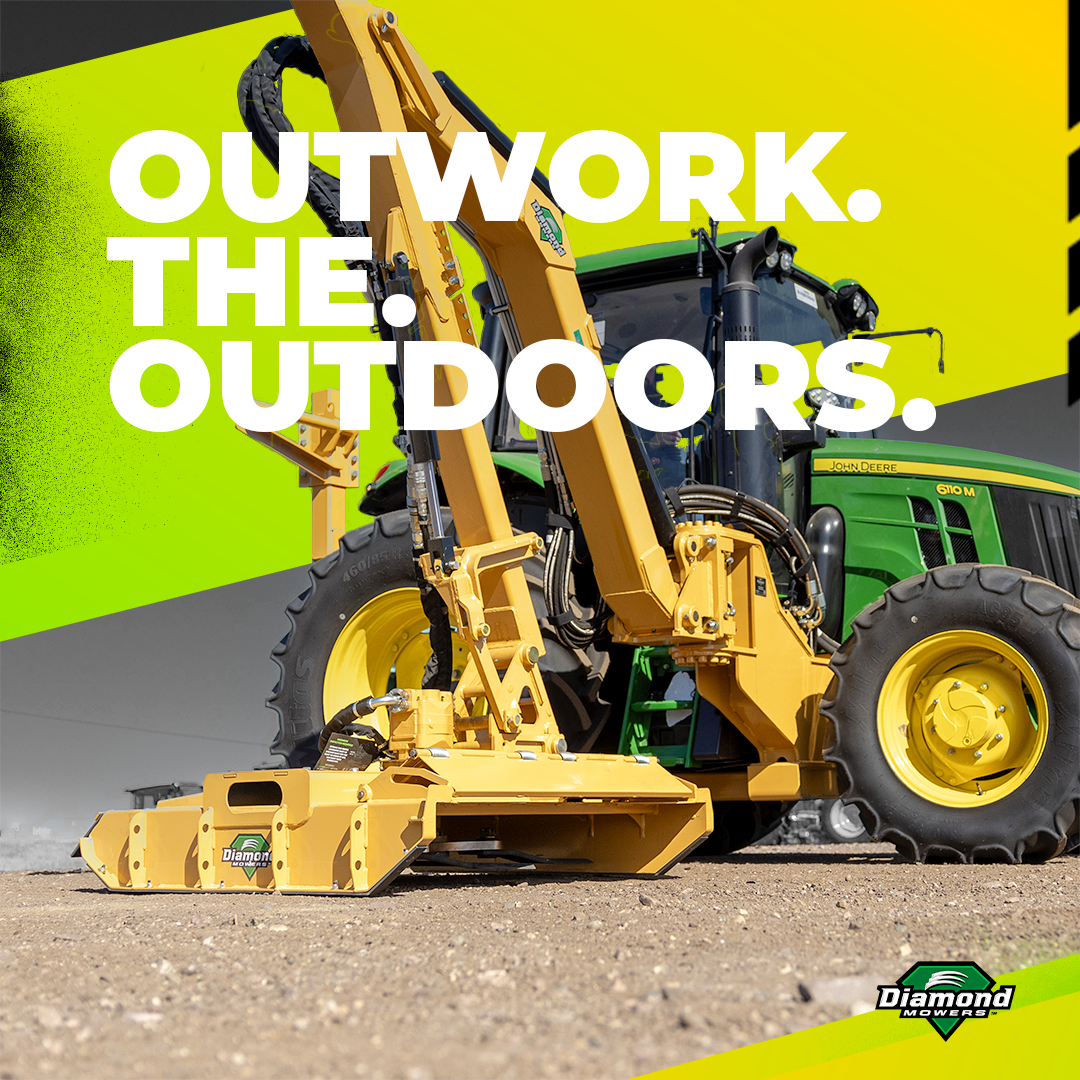 tractor with boom rotary mower social graphic